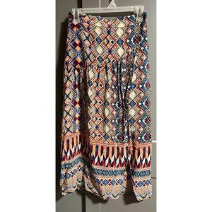 NWOT Anthropologie HD in Paris Midi Skirt Faux Slit Wrap Tribal US 4 Aztec Boho